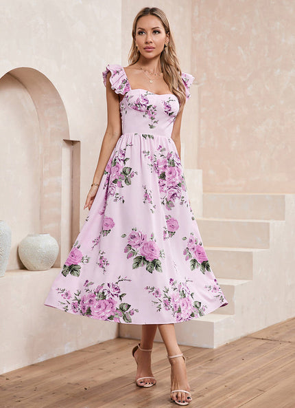 Robe Trapèze Rosée Épanouie