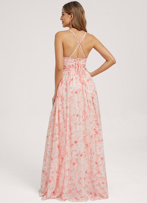Robe Trapèze Longue Beige Élégante - gallery 5