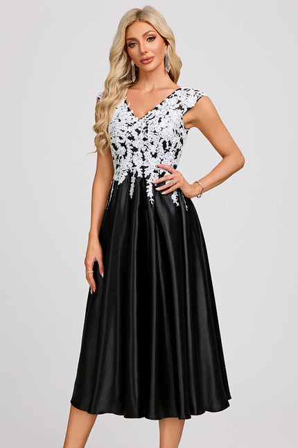 Robe Trapèze Satinée Noir Étoilé - gallery 4