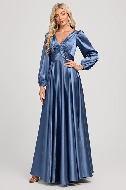 Robe Trapèze Satin Doré Élégante - gallery 1