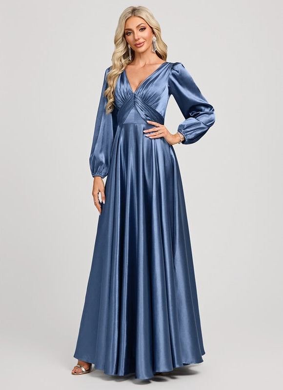 Robe Trapèze Satin Doré Élégante - gallery 1