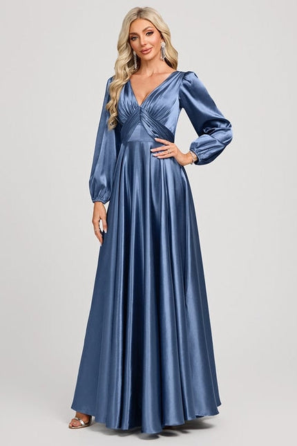 Robe Trapèze Satin Doré Élégante - gallery 1