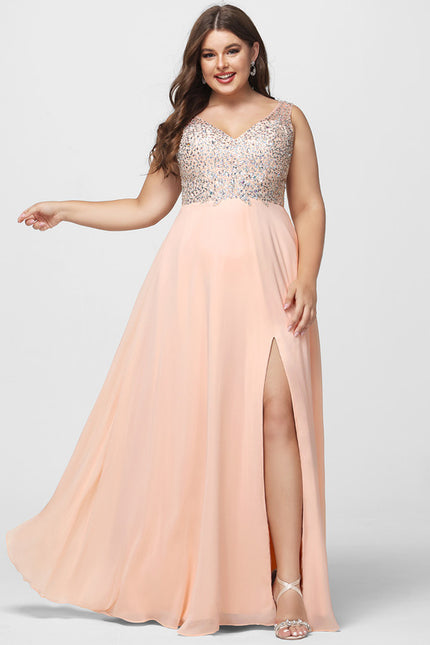 Robe Trapèze Éclat Pêche Satiné - gallery 5
