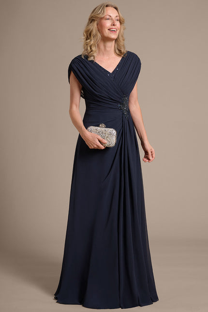 Robe Trapèze Élégance Marine Plissée - gallery 5