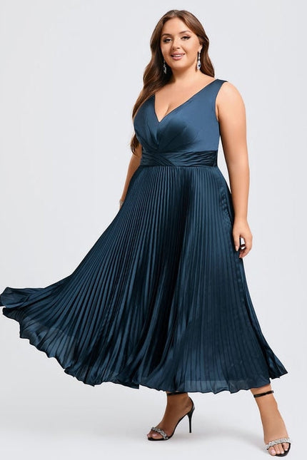 Robe Trapèze Plissée Satinée - gallery 8