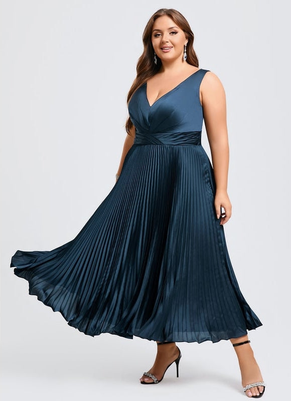 Robe Trapèze Plissée Satinée - gallery 8