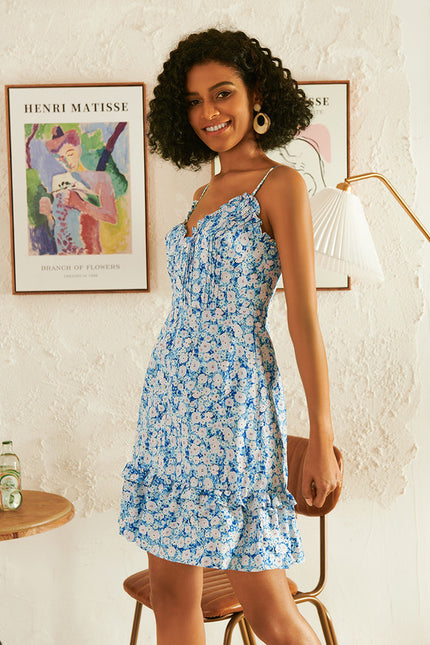 Robe Trapèze Fleur Bleue Chic - gallery 2