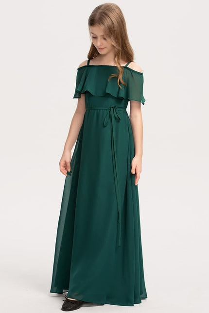 Robe Trapèze Verte Mousseline Dénudée Légère - gallery 1