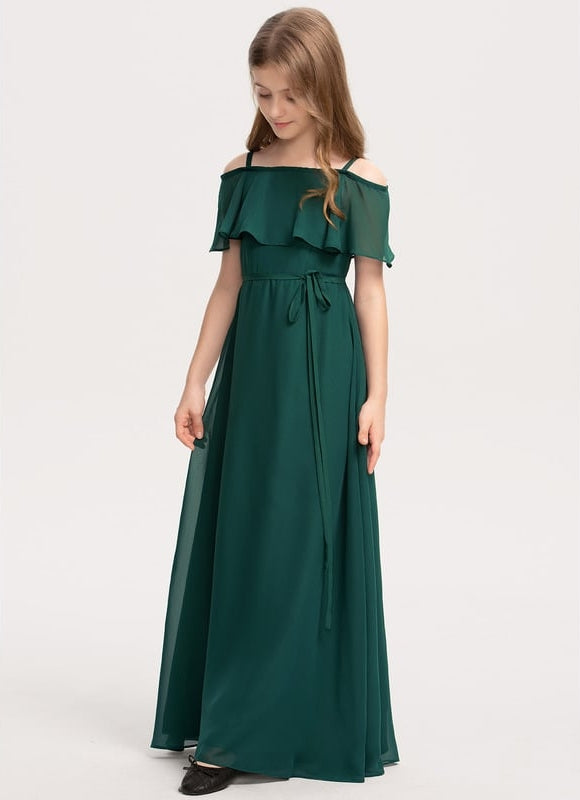 Robe Trapèze Verte Mousseline Dénudée Légère - gallery 1