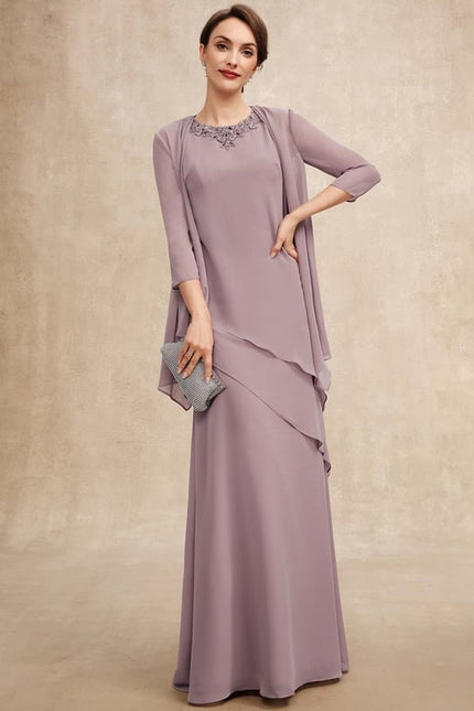 Robe Trapèze Bleue Marine Longue Avec Perles