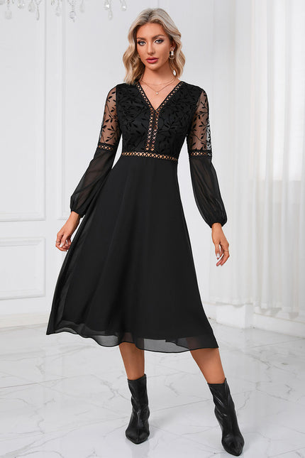 Robe Trapèze Noir Chic Aérien - gallery 2