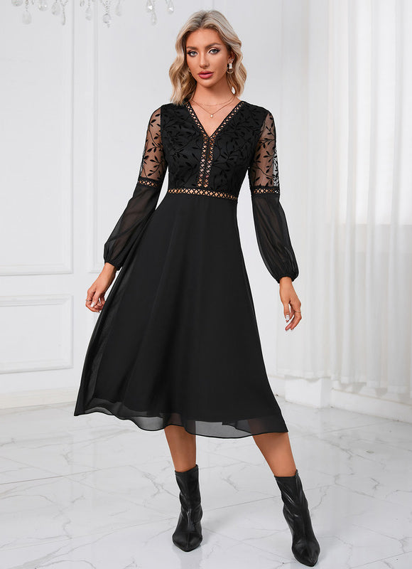 Robe Trapèze Noir Chic Aérien - gallery 2