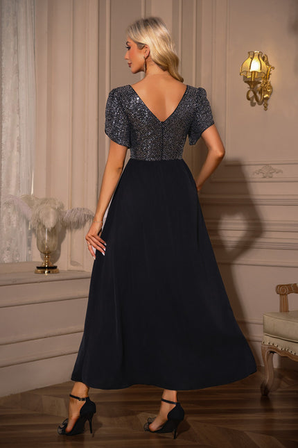 Robe Trapèze Maxi Pailletée Navy - gallery 1