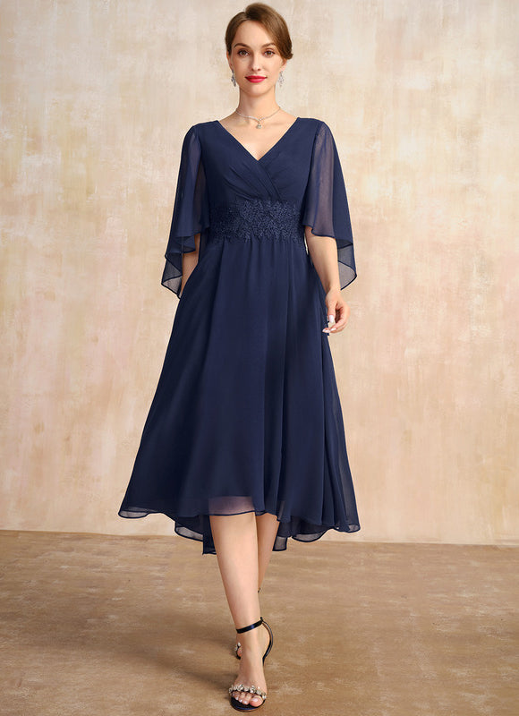 Robe Trapèze Chiffon Marine