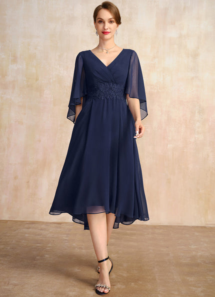 Robe Trapèze Chiffon Marine