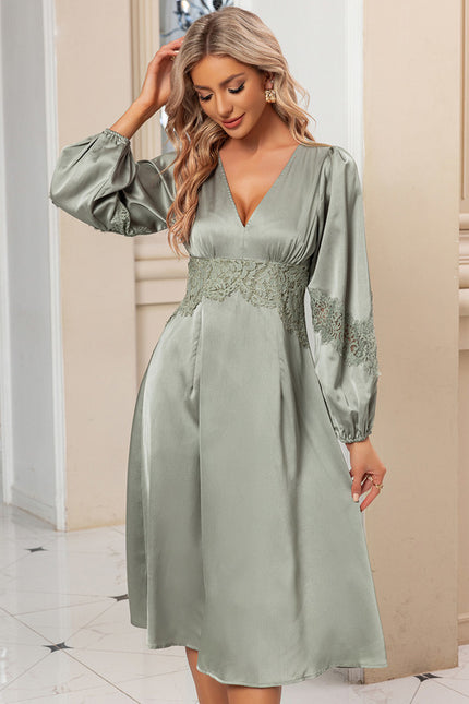 Robe Trapèze Satin Émeraude Tranquille - gallery 3
