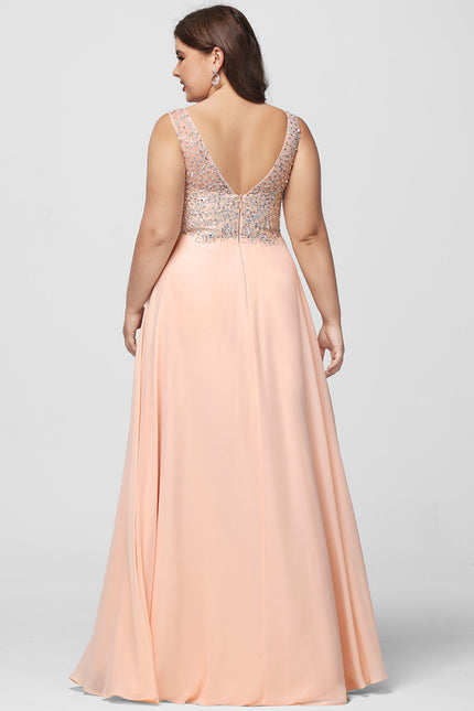 Robe Trapèze Éclat Pêche Satiné - gallery 9