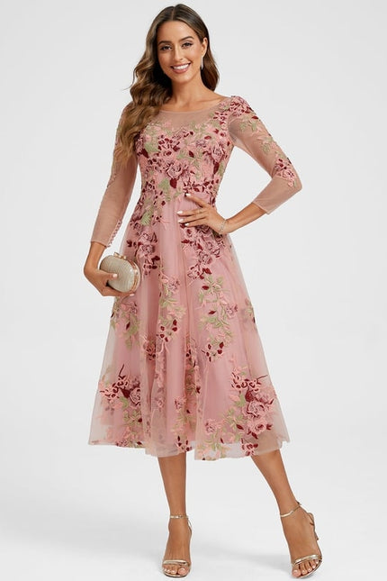 Robe Trapèze Éclat Rosé - gallery 1