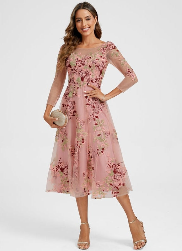 Robe Trapèze Éclat Rosé - gallery 1