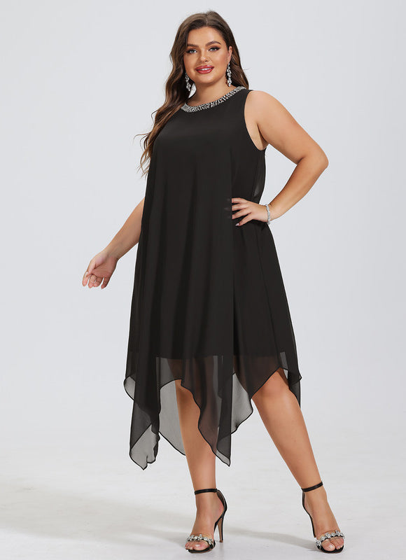 Robe Trapèze Noir Chiffon Chic - gallery 5