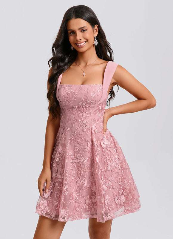 Robe Trapèze Rose Étoilée - gallery 6