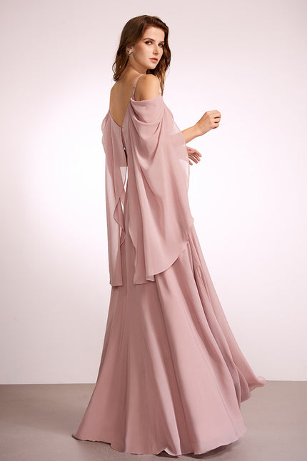 Robe Trapèze Longue Beige Élégante - gallery 3