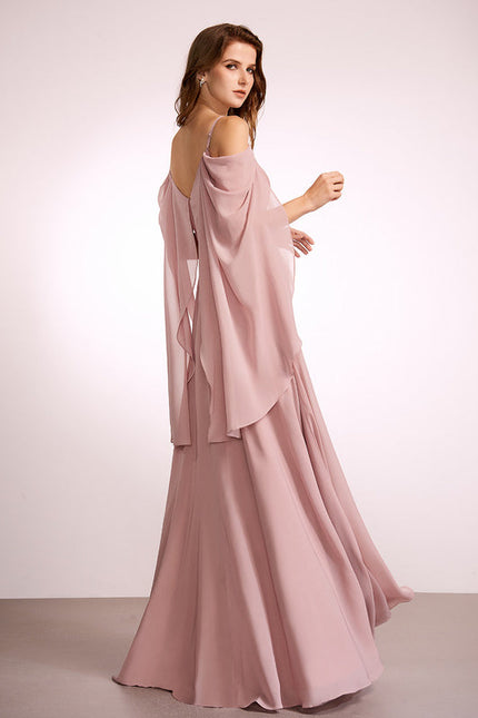 Robe Trapèze Longue Beige Élégante - gallery 3