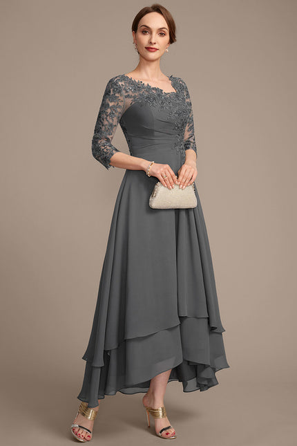 Robe Trapèze Gris Élégant - gallery 4