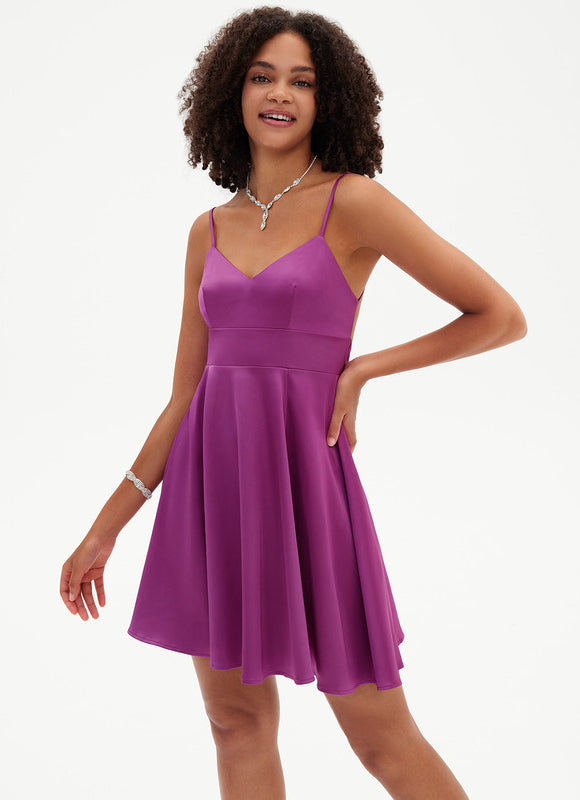 Robe Trapèze Mini Noir Satiné - gallery 3