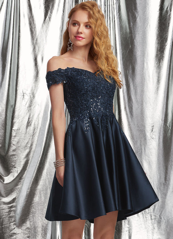 Robe Trapèze Satinée Ébène - gallery 2