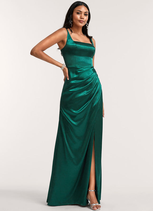 Robe Trapèze Satinée Dorée - gallery 1