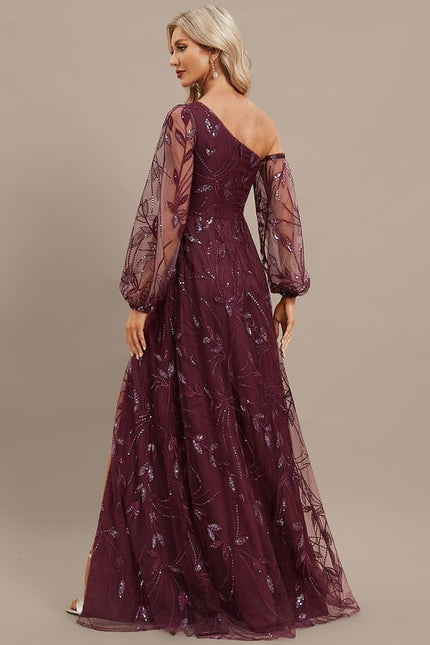 Robe Trapèze Violet Pailleté Élégant - gallery 5