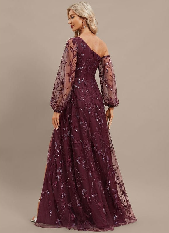 Robe Trapèze Violet Pailleté Élégant - gallery 5