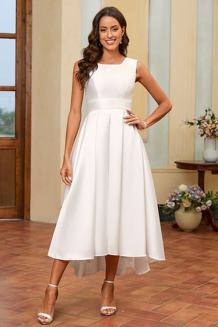 Robe Trapèze Blanche Satin Mariée - gallery 4