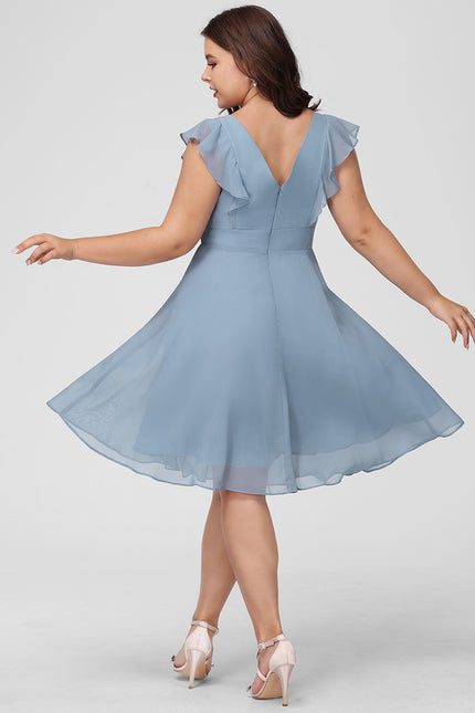 Robe Trapèze Bleu Vaporeux Chic - gallery 9