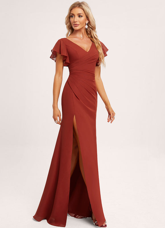 Robe Trapèze Mousseline Fendue - gallery 1