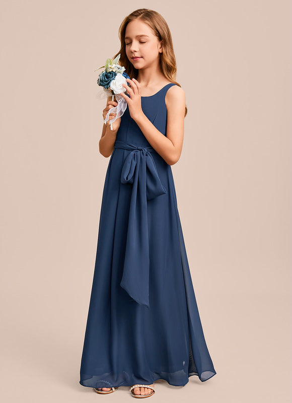 Robe Trapèze Mousseline Bleue - gallery 5