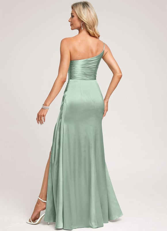 Robe Trapèze Satin Céleste - gallery 3