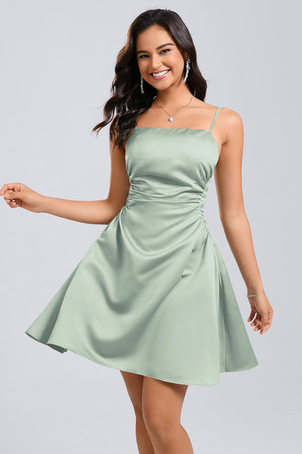 Robe Trapèze Satinée Verte