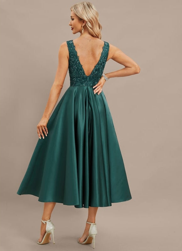 Robe Trapèze Satiné De Mystère - gallery 6
