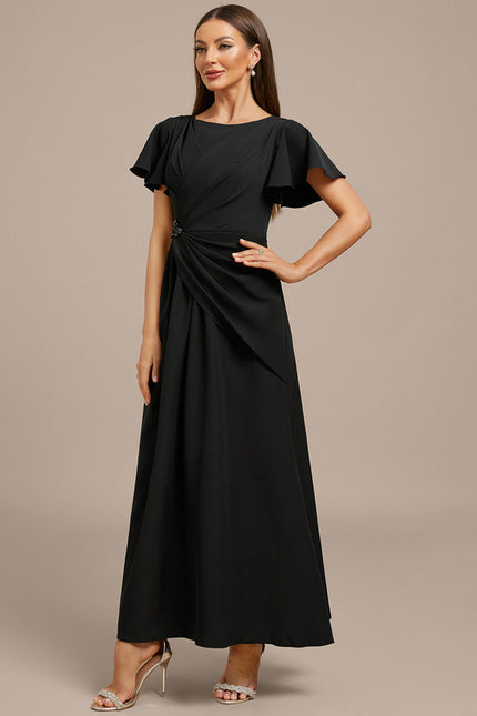 Robe Trapèze Élégante Noir Satiné - gallery 3