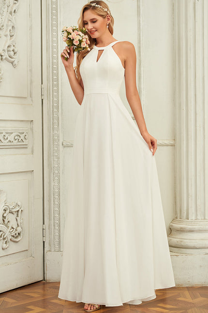 Robe Trapèze Blanc Mousseline Mariée