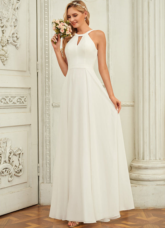 Robe Trapèze Blanc Mousseline Mariée