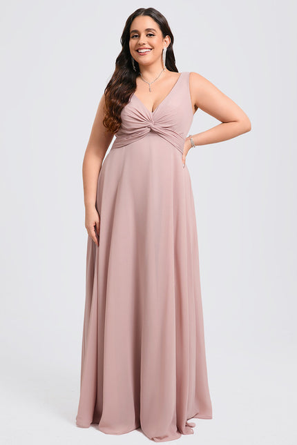 Robe Trapèze Longue Beige Élégante - gallery 8