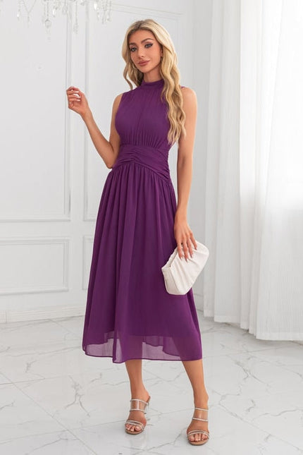 Robe Trapèze Violet Élégant - gallery 5