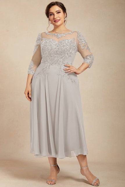 Robe Trapèze Gris Lumineux Élégance - gallery 8