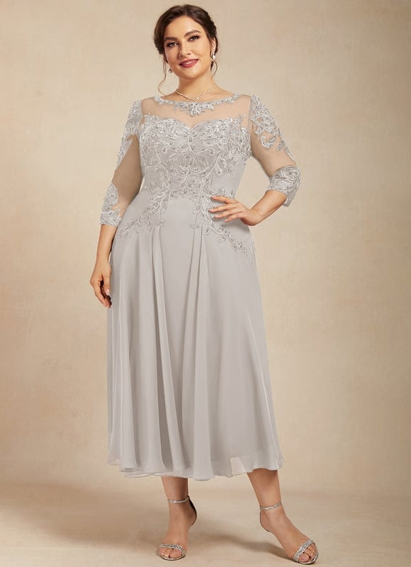 Robe Trapèze Gris Lumineux Élégance - gallery 8