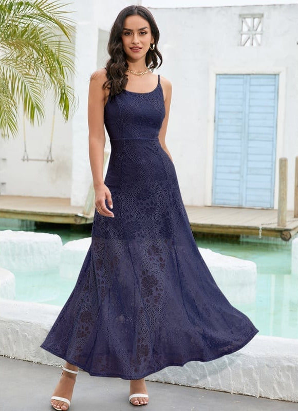 Robe Trapèze Élégance Marine Envoûtante - gallery 1