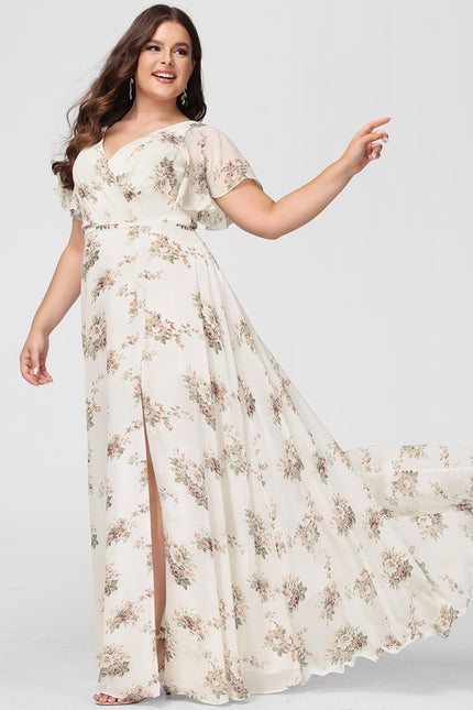 Robe Trapèze Longue Beige Élégante - gallery 9