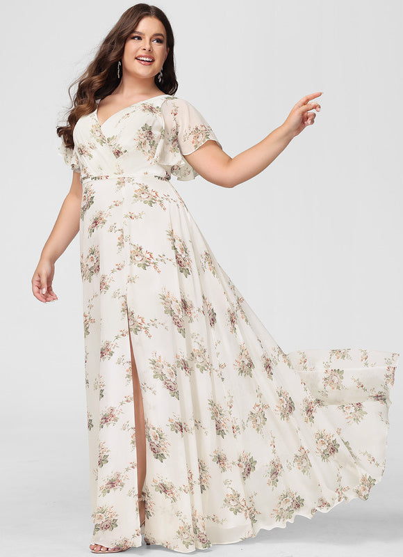 Robe Trapèze Longue Beige Élégante - gallery 9